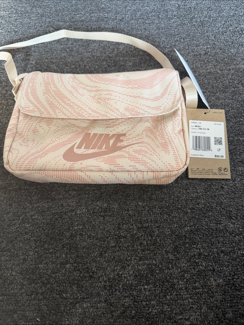 Nike Cream and Pink Patterned Crossbody Bag